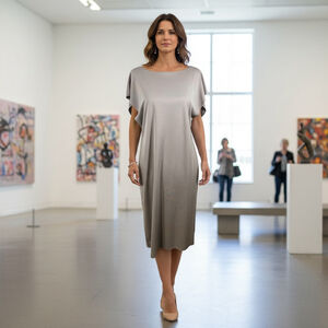 Miilla Taupe Shift Dress with Crossed Back L